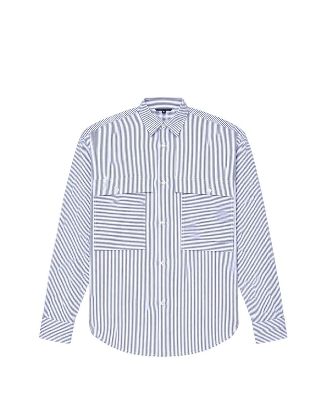Comme des Garçons White Vertical-Stripe Patch-Pocket Shirt for men