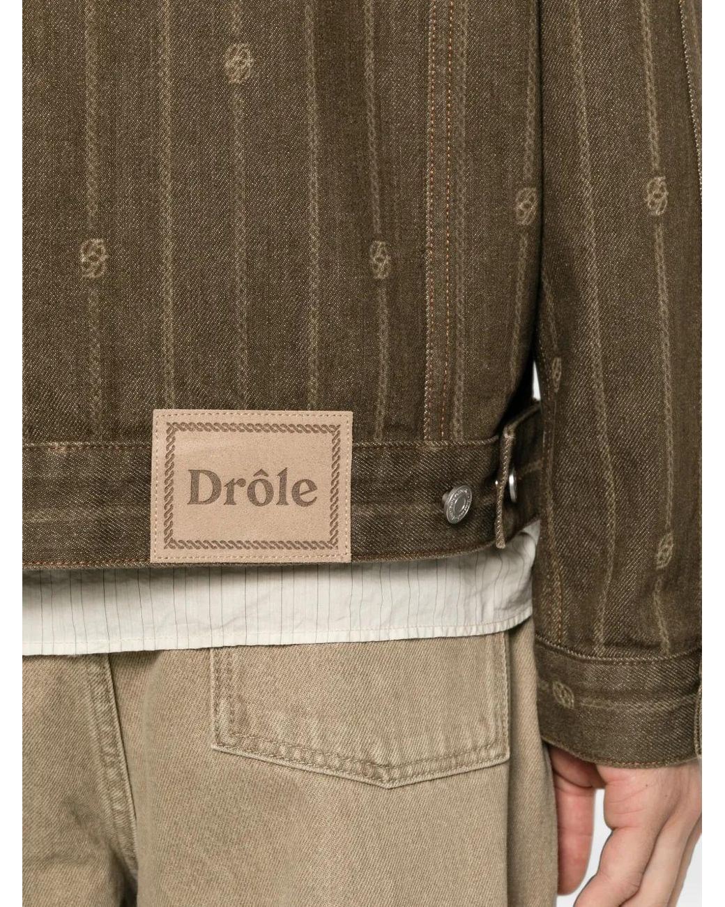 Drole de Monsieur Brown Logo-Monogram Denim Jacket for men