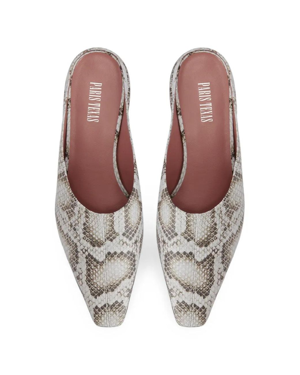 Paris Texas White Belle Snakeskin-Effect Mules