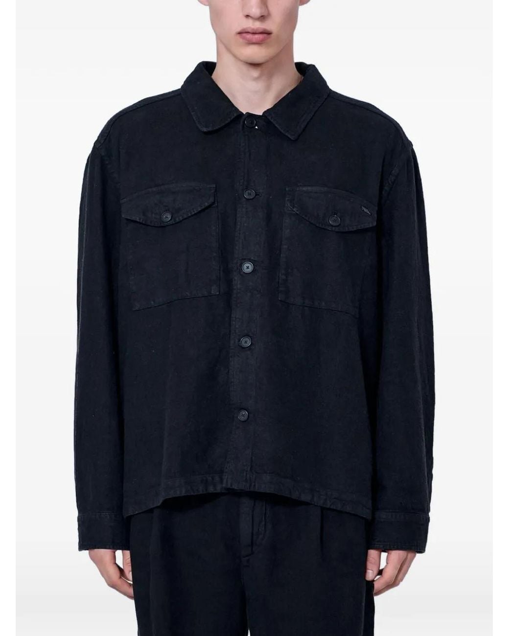 MOOS STUDIO Blue Massimo Flap-Pocket Shirt Jacket for men