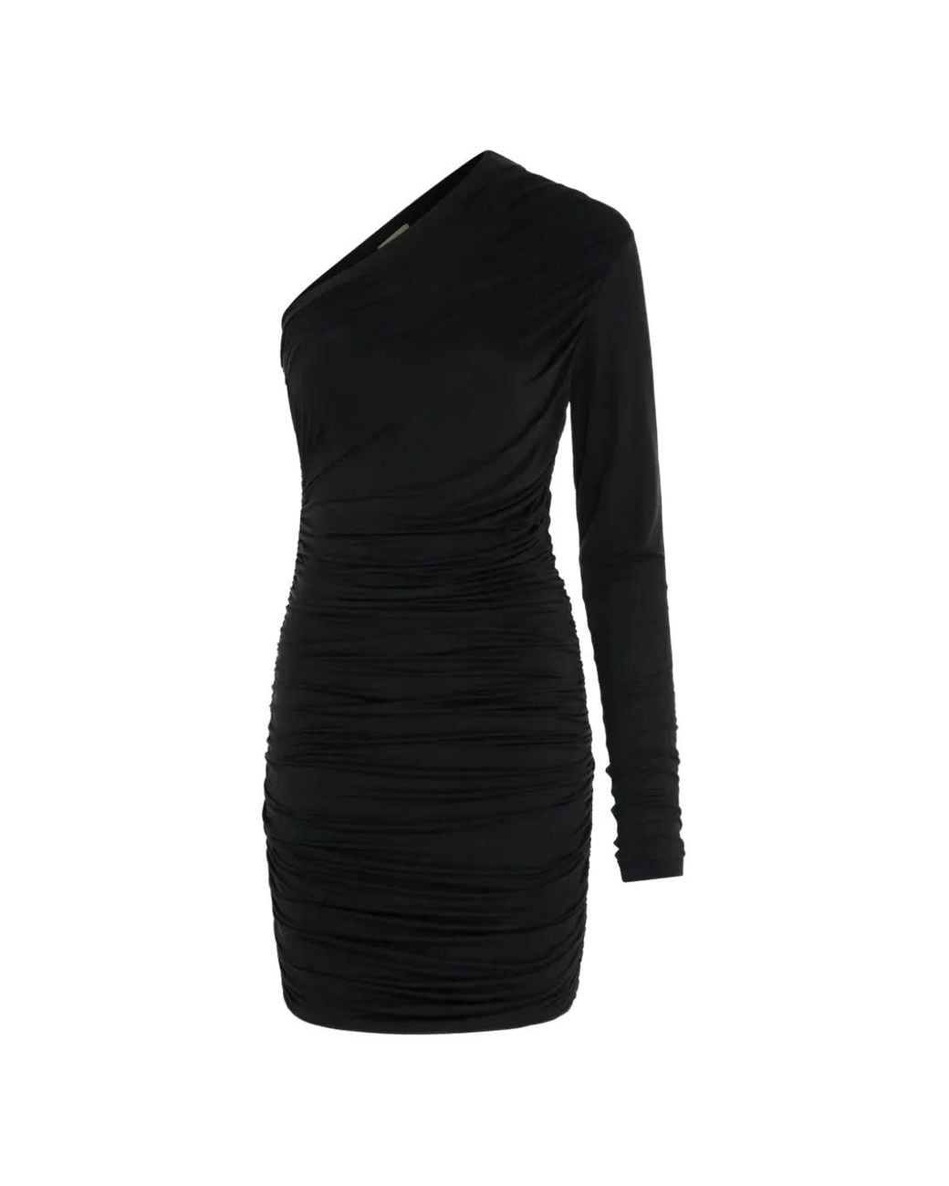 GAUGE81 Black Pila One-Sleeve Ruched Mini Dress
