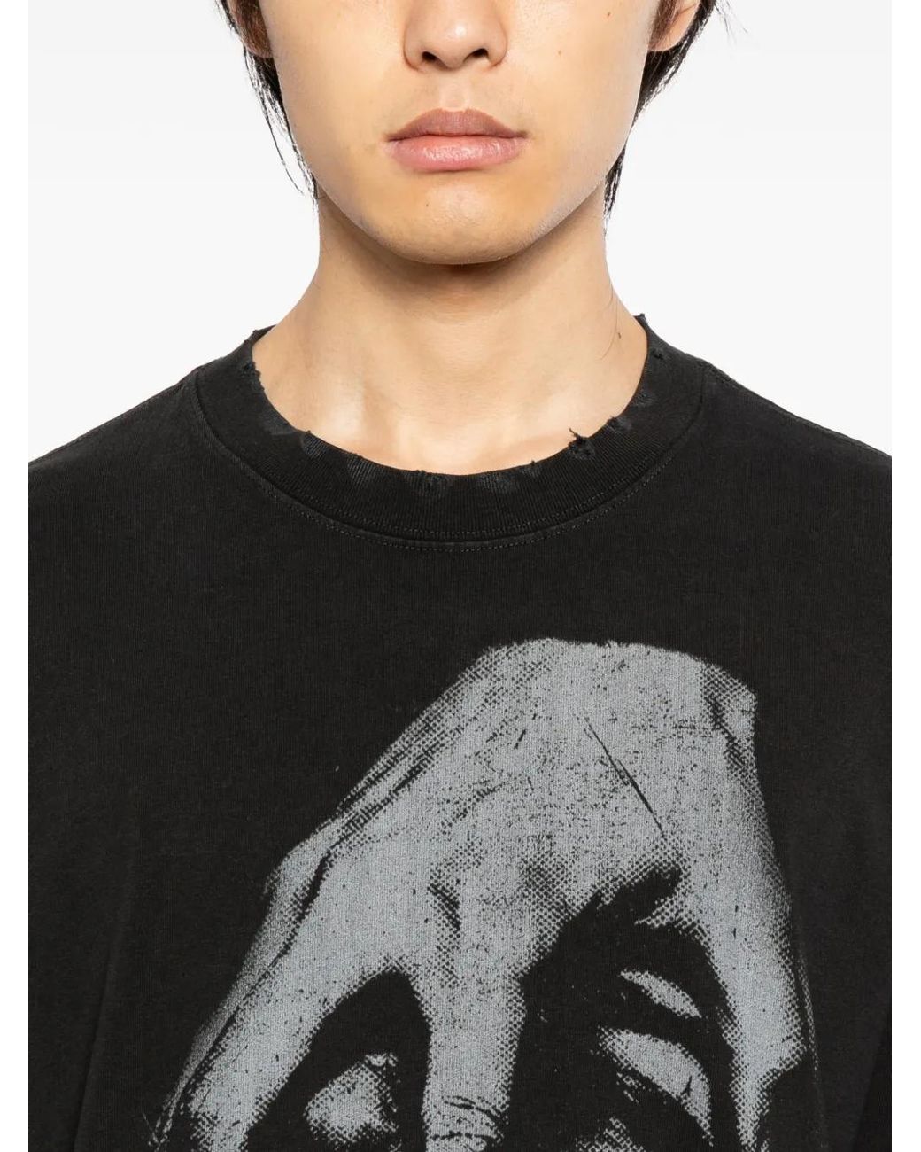 WARMAN Black Graphic-Print T-Shirt for men