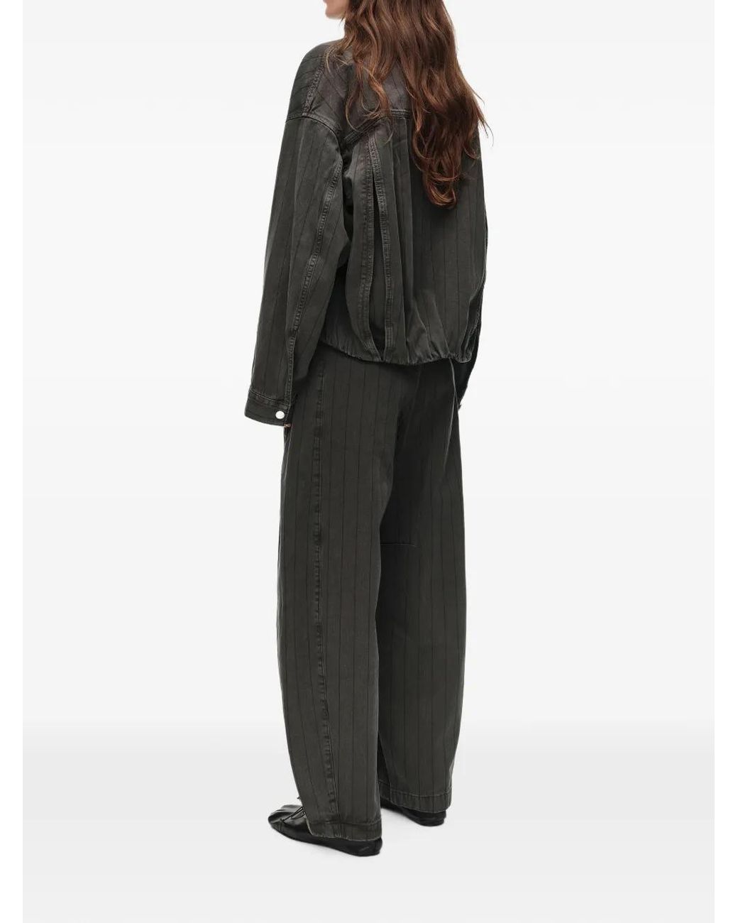Bimba Y Lola Black Washed Striped Denim Jacket