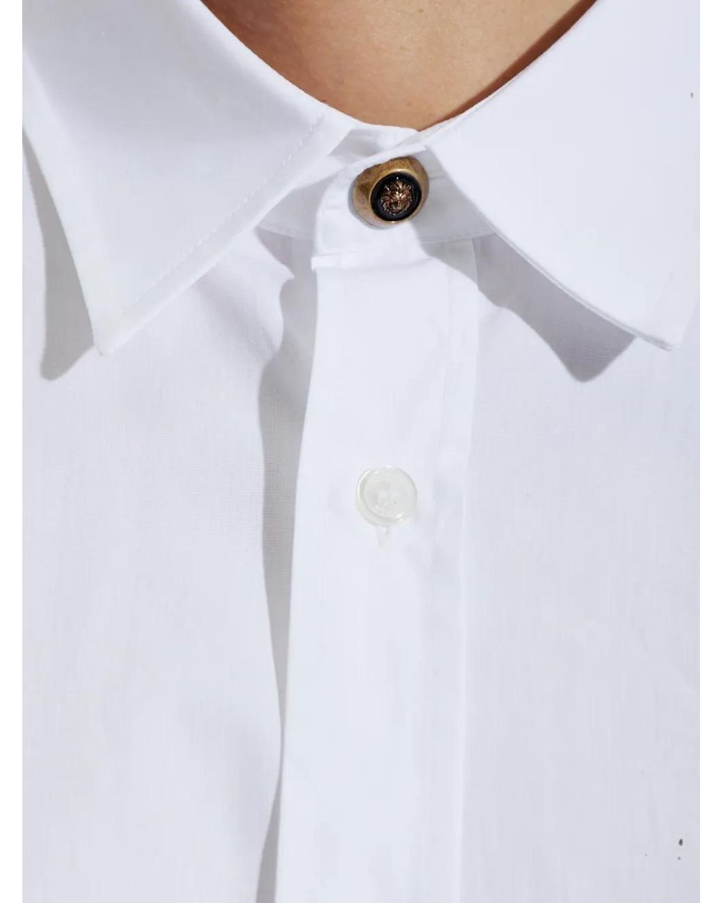 Balmain White Chemise Boutonnée À Motif Tête De Lion for men