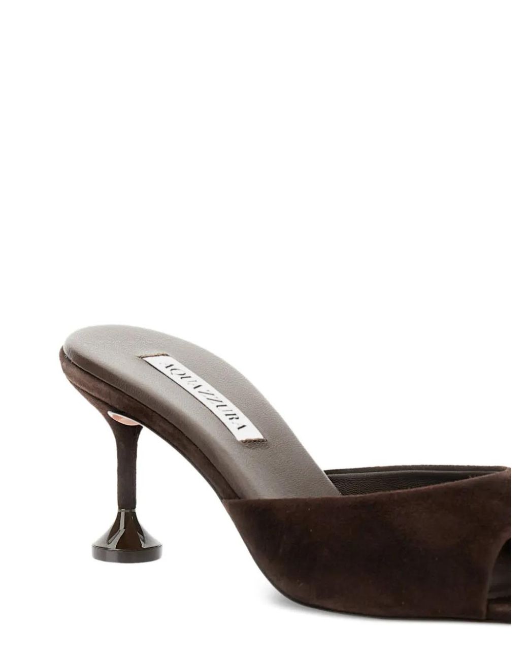 Aquazzura Brown 65Mm Bisous Fluted-Heel Suede Sandals