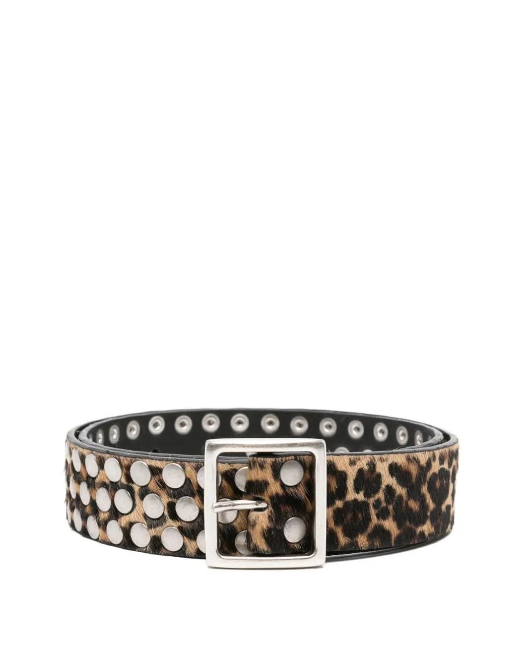 Golden Goose Deluxe Brand Natural Leopard-Pattern Studded Belt