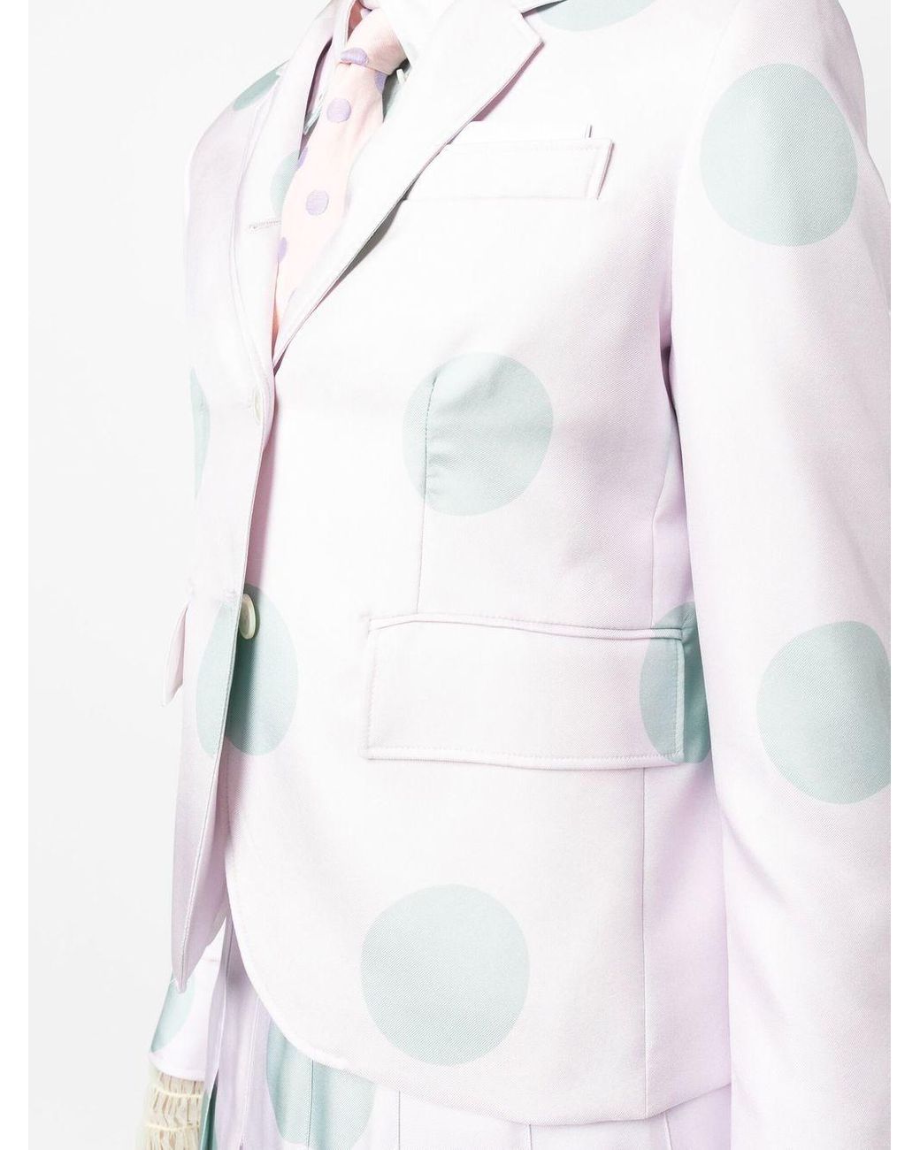 Thom Browne Polka-dot Print Silk Blazer in Pink | Lyst