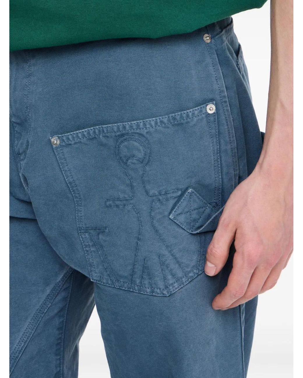 J.W. Anderson Blue Twisted Workwear Anchor-Patch Trousers for men