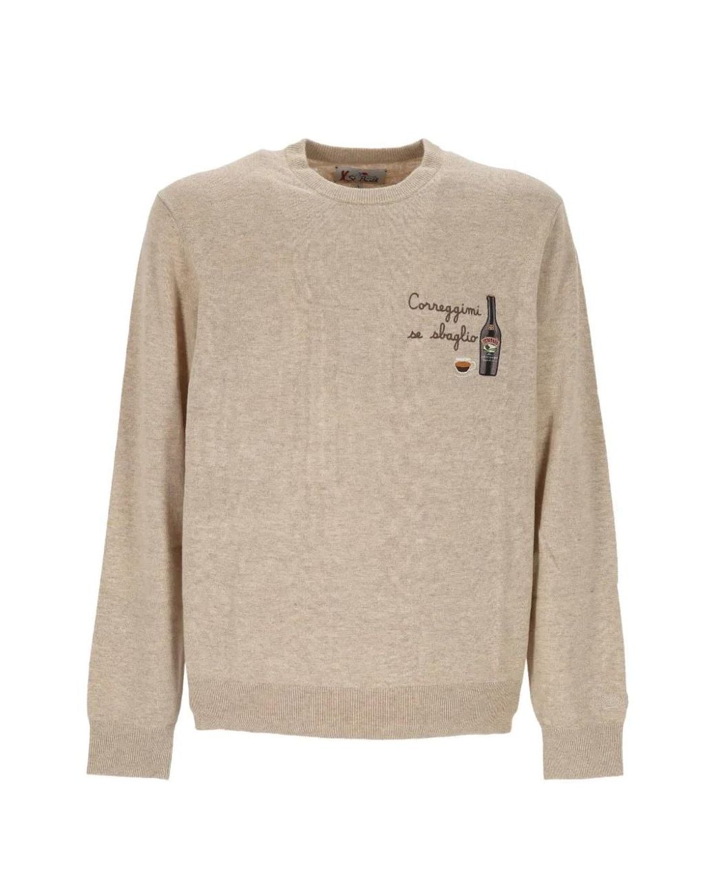 Mc2 Saint Barth Natural Embroidered-Motif Sweater for men