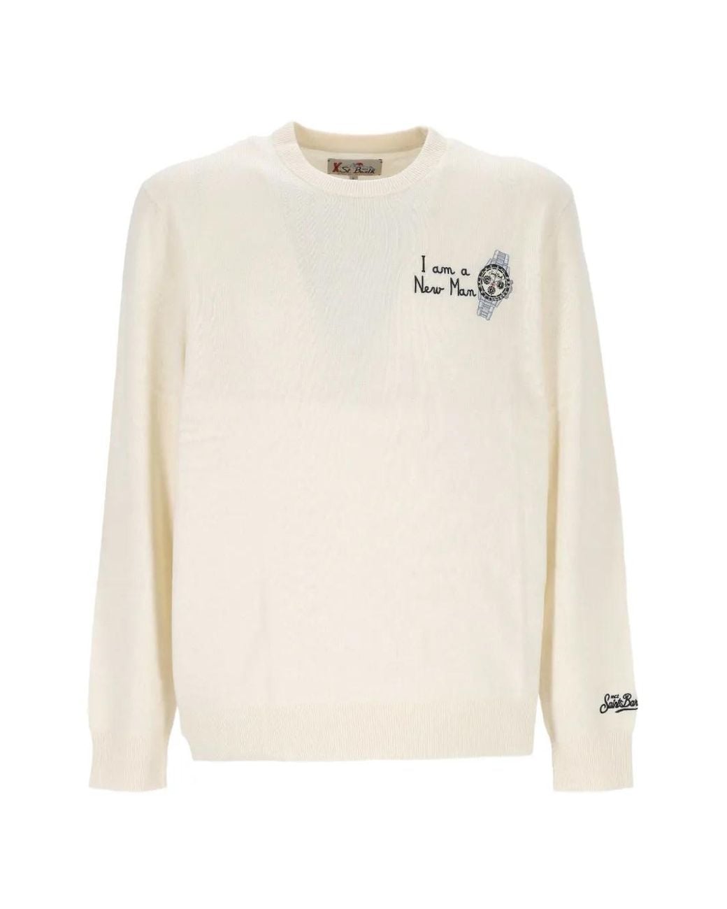 Mc2 Saint Barth White Embroidered-Motif Sweater for men