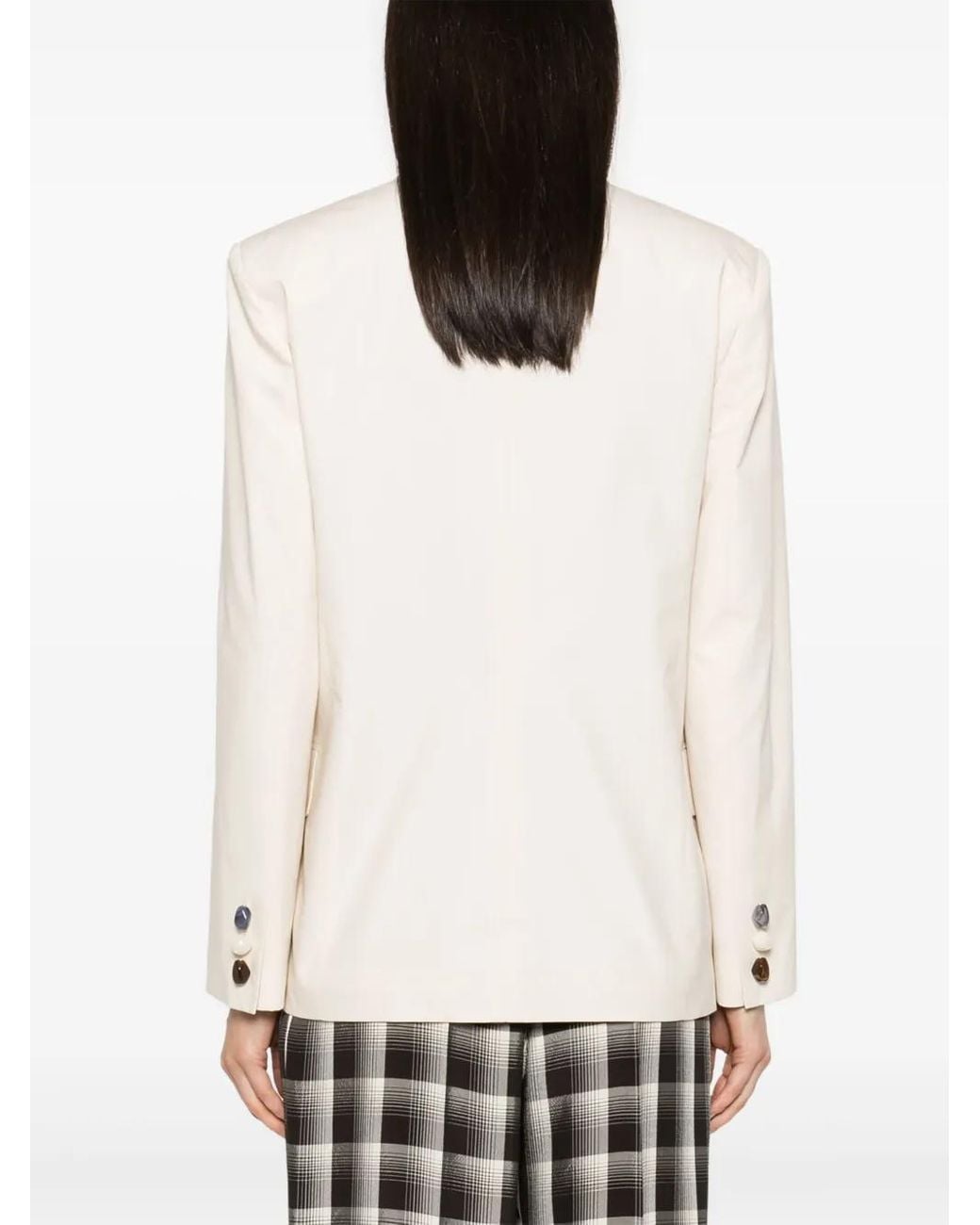 MSGM White Single-Breasted Blazer