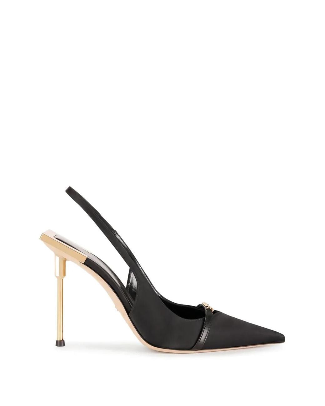 Elisabetta Franchi Black Satin Slingbacks On Sculpted Heels
