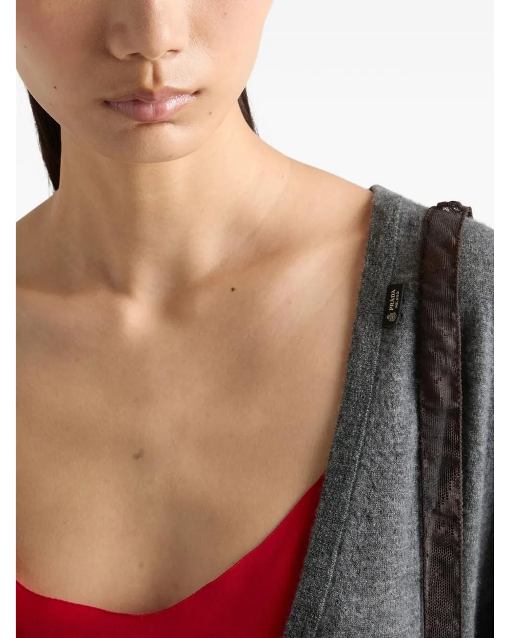 Prada Gray Cashmere V-Neck Sweater