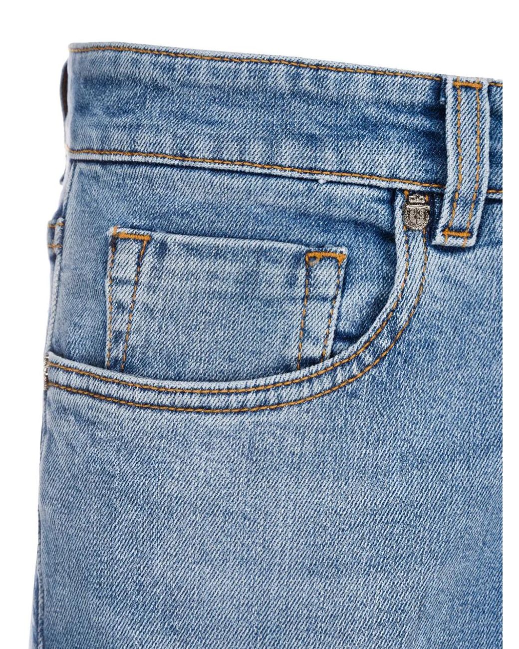 Billionaire Blue Leather-Patch Straight Jeans for men