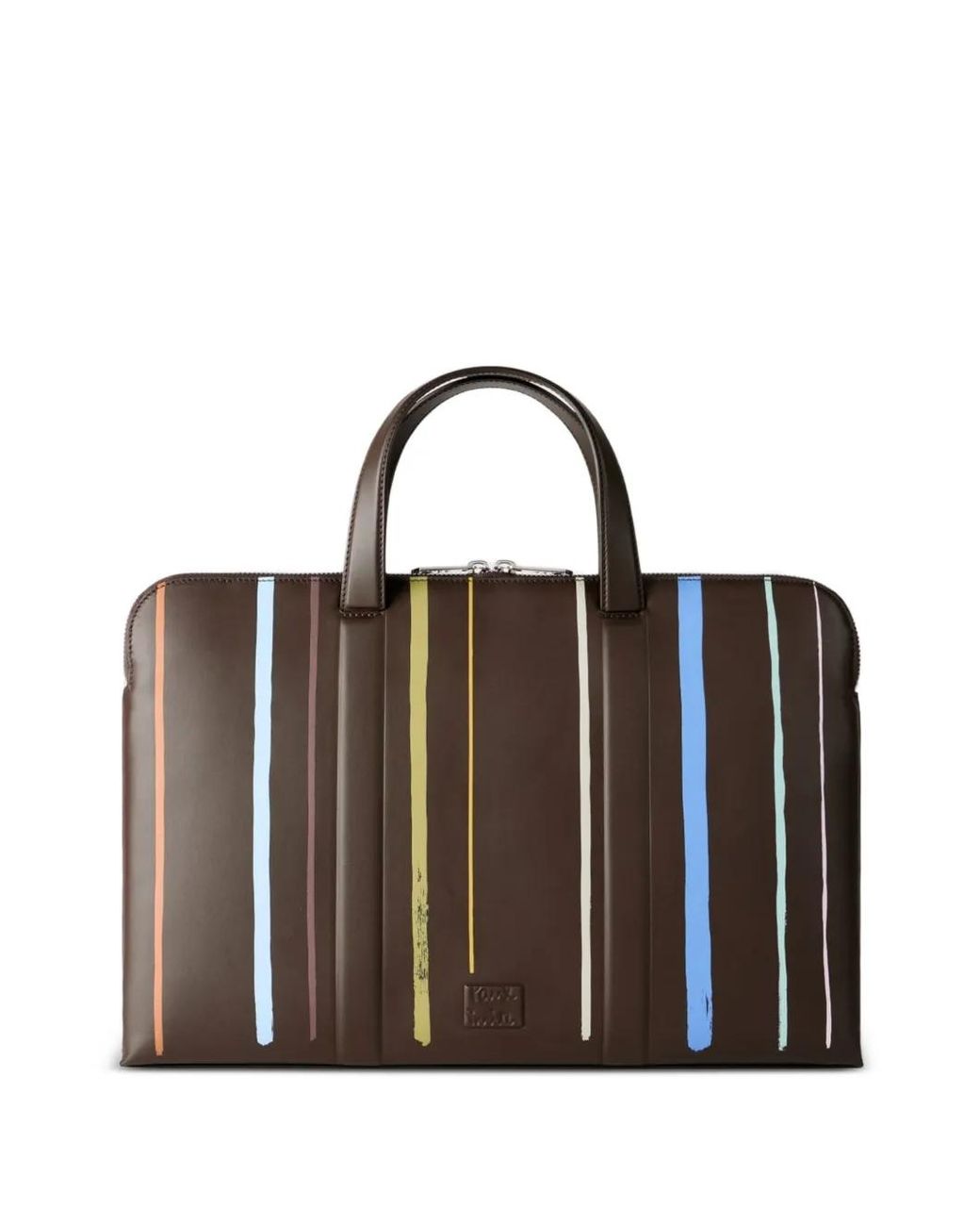 Paul Smith Brown Painted Stripe Slim Leather Folio Bag for men