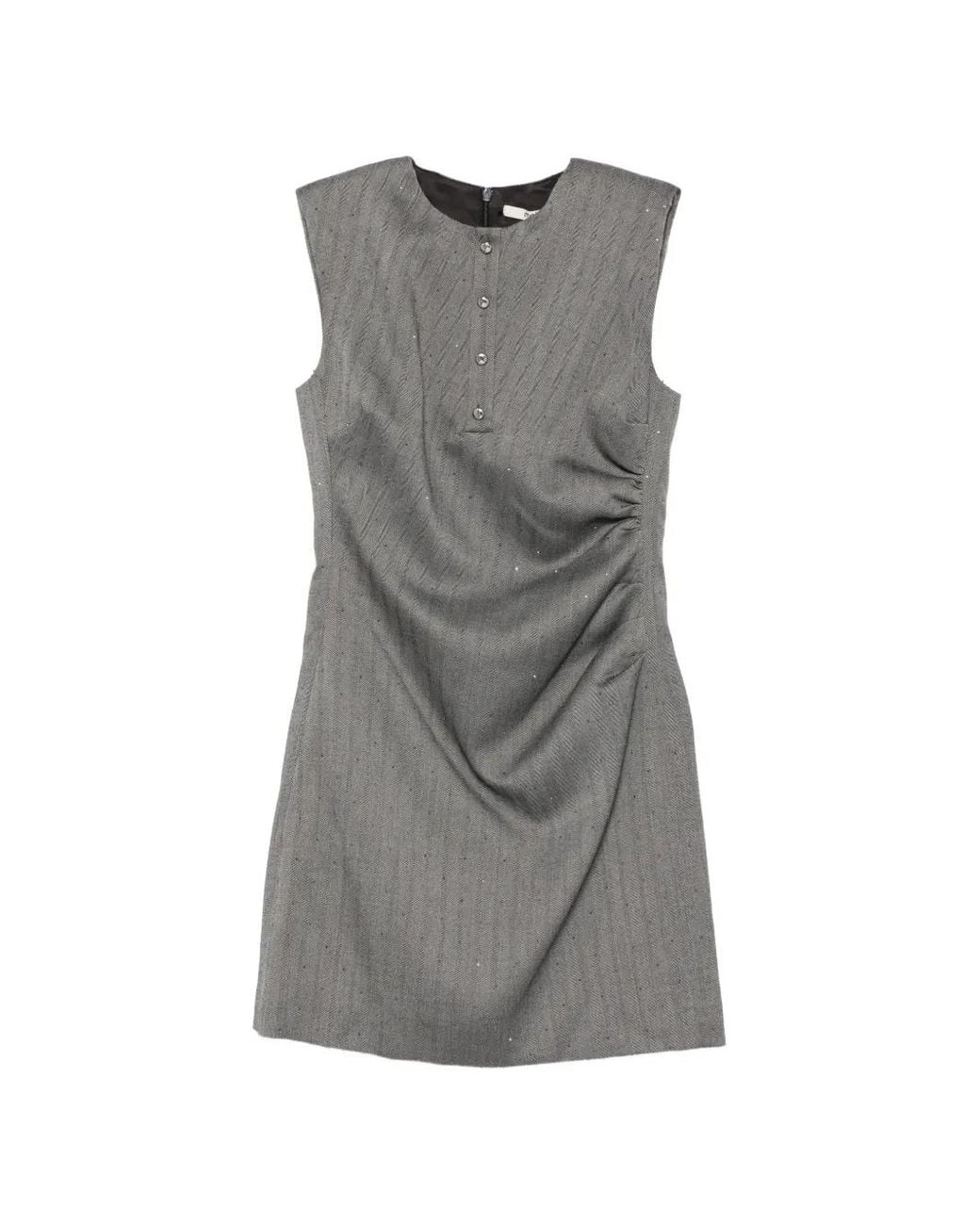 Maje Gray Short Rhinestone Tailored Dress