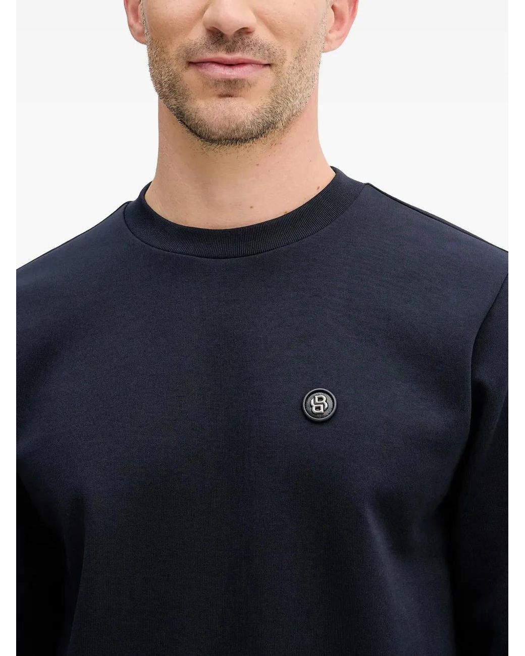 Boss Blue Appliqué Crew-Neck Sweatshirt for men