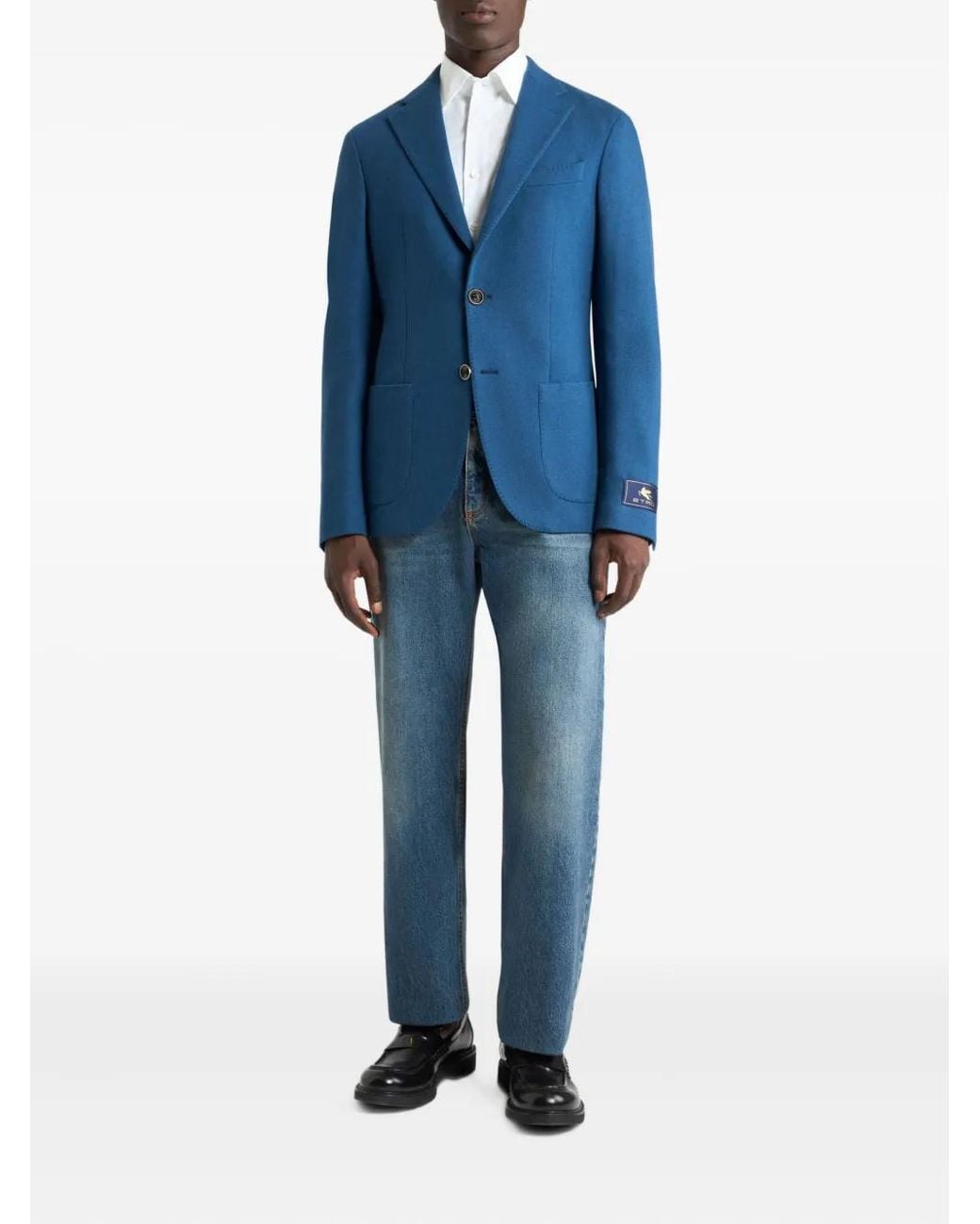 Etro Blue Single-Breasted Blazer for men