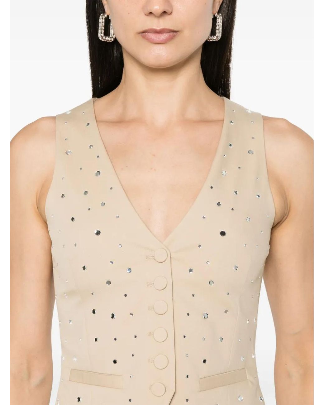 GIUSEPPE DI MORABITO Natural Rhinestone-Embellishment Twill Vest