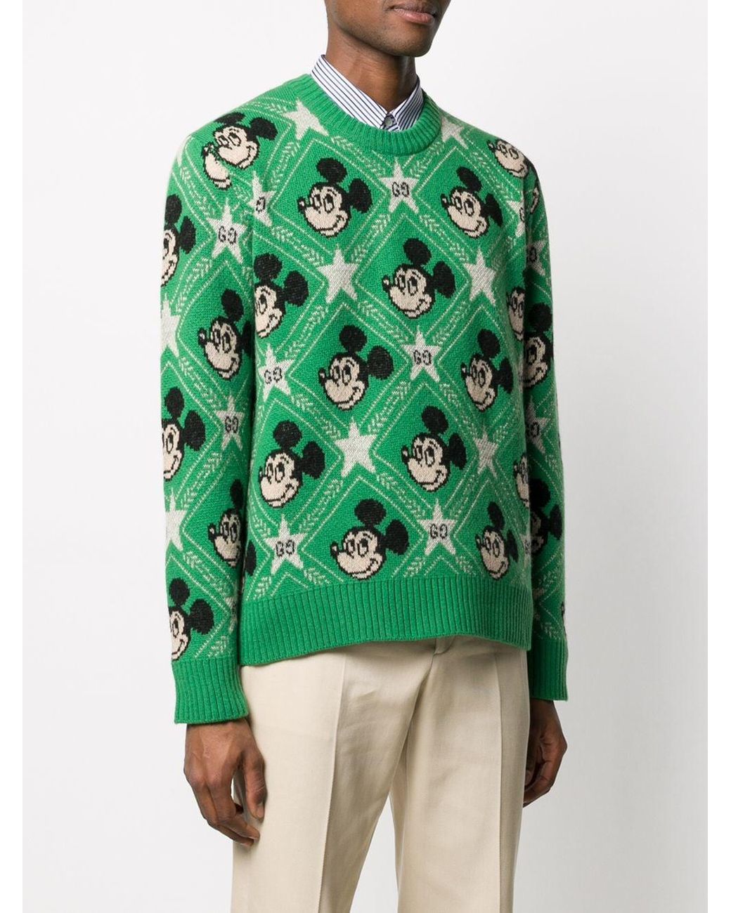 Gucci Disney X Mickey Mouse-intarsia Wool-blend Jumper in Green for Men |  Lyst