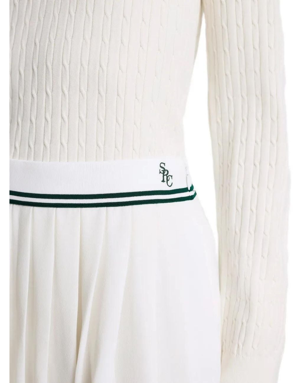 Sporty & Rich White Pleated Striped Mini Skirt