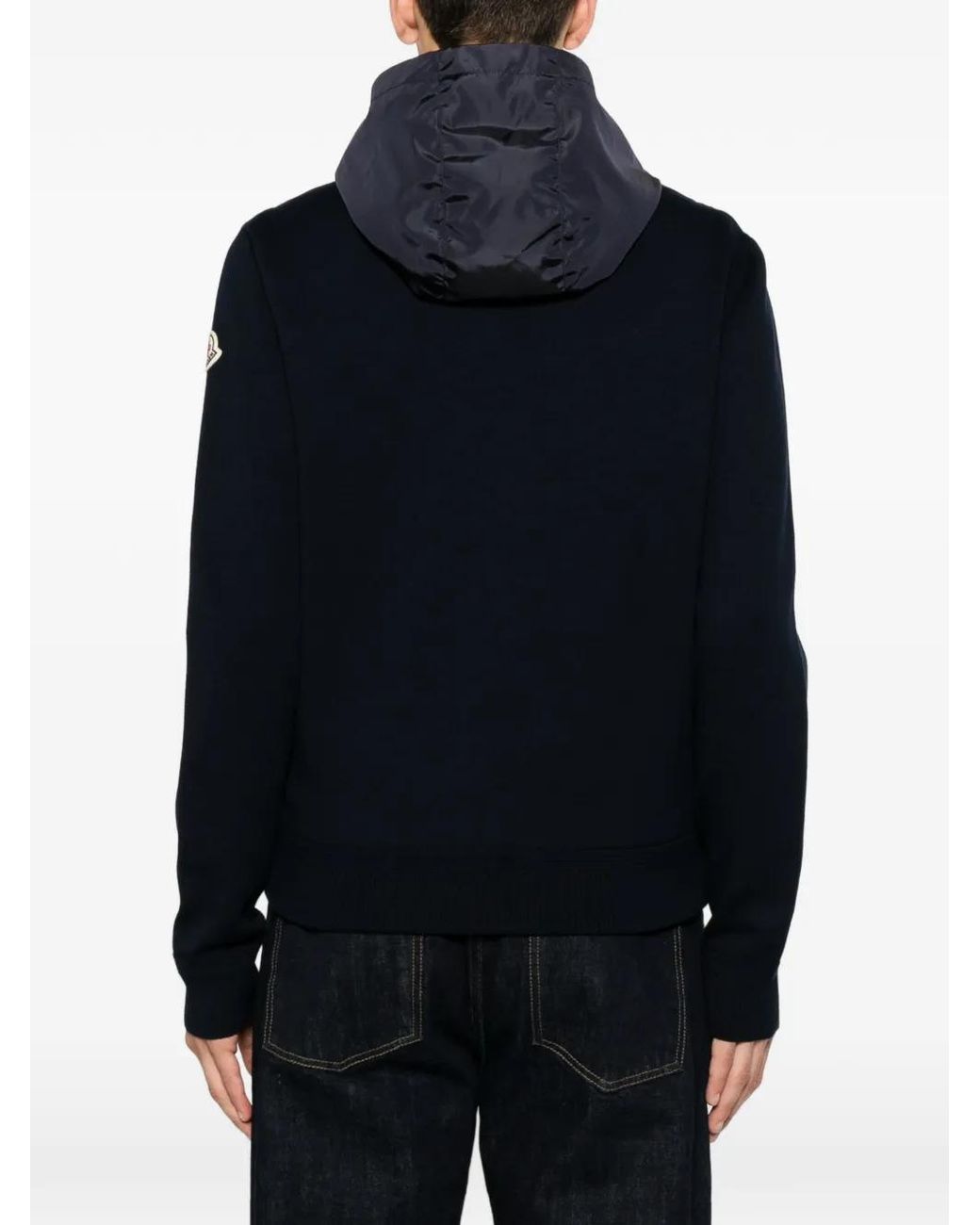 Moncler Blue Cotton Blend Zip-Up Hoodie for men