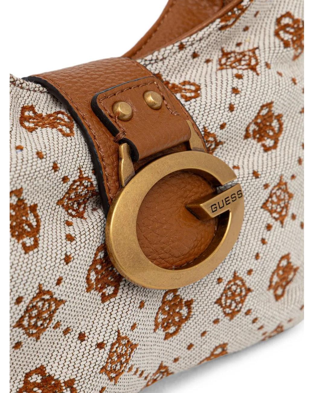 Guess Natural Camden Monogram-Print Buckle-Detail Tote Bag