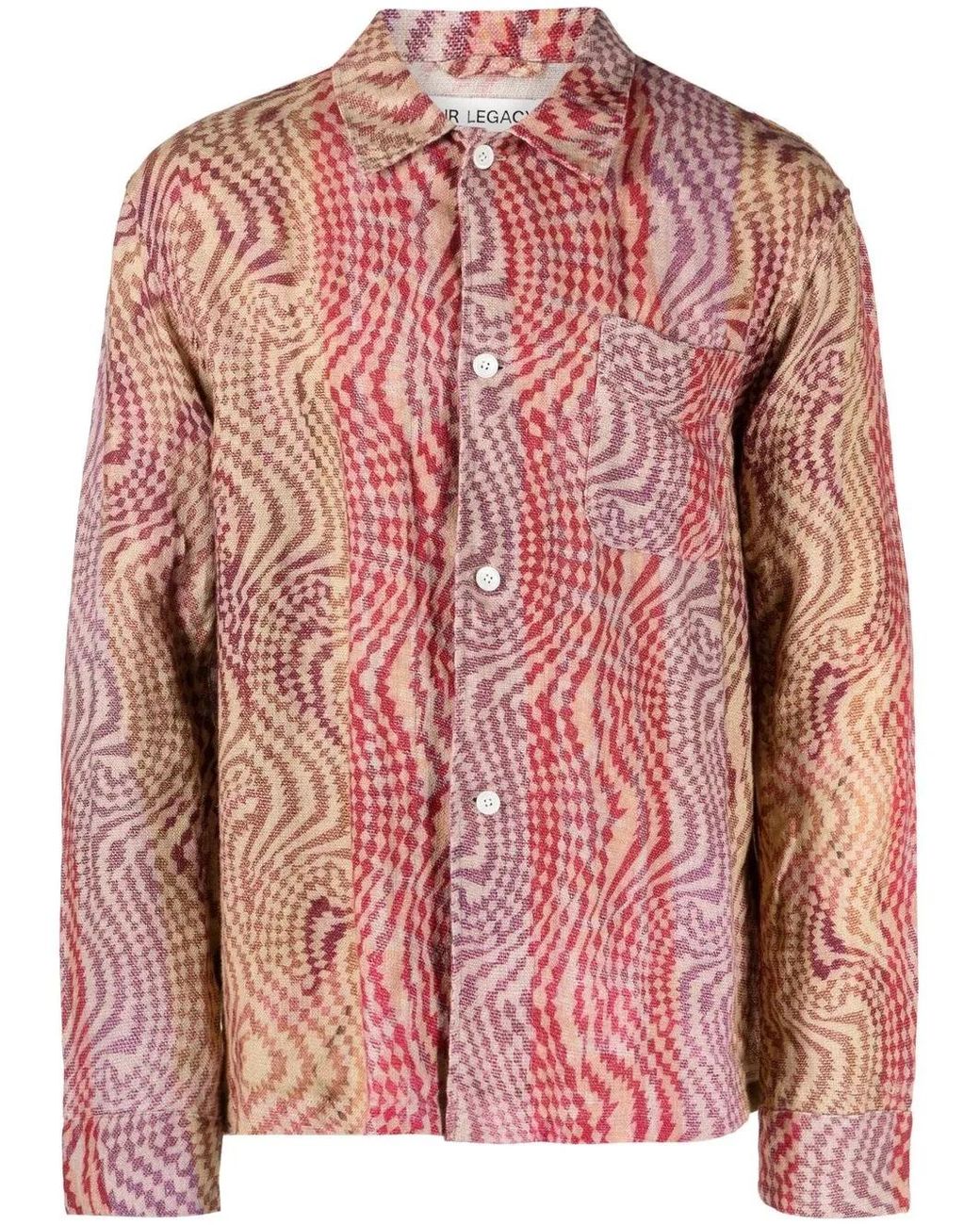 Our Legacy Pink Abstract-Pattern Embroidered Shirt for men