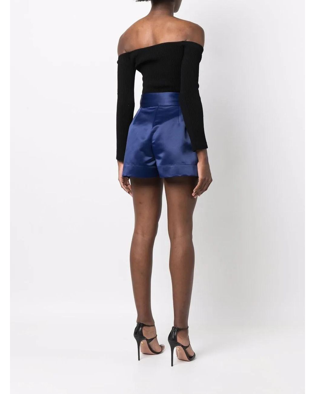 Styland Blue High-Waisted Satin Shorts