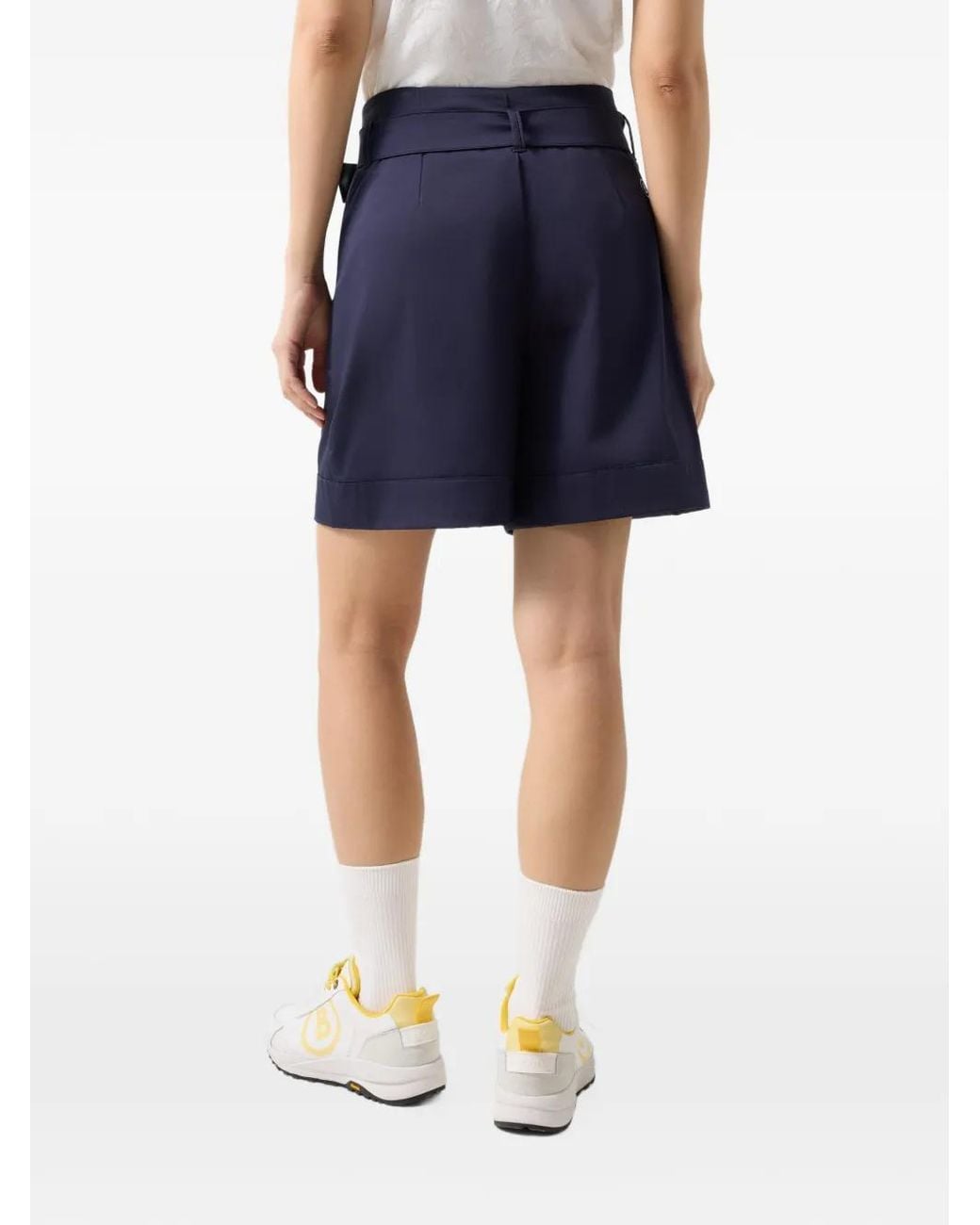 Bogner Blue Lexa Belted Satin-Finish Shorts