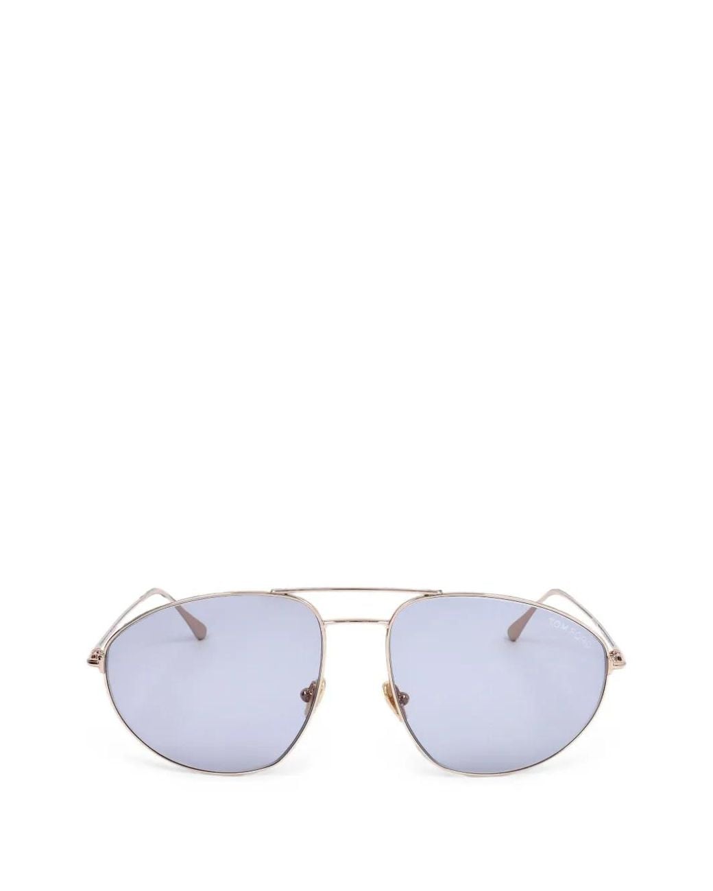 Tom Ford White Pilot-Frame Double-Bridge Sunglasses