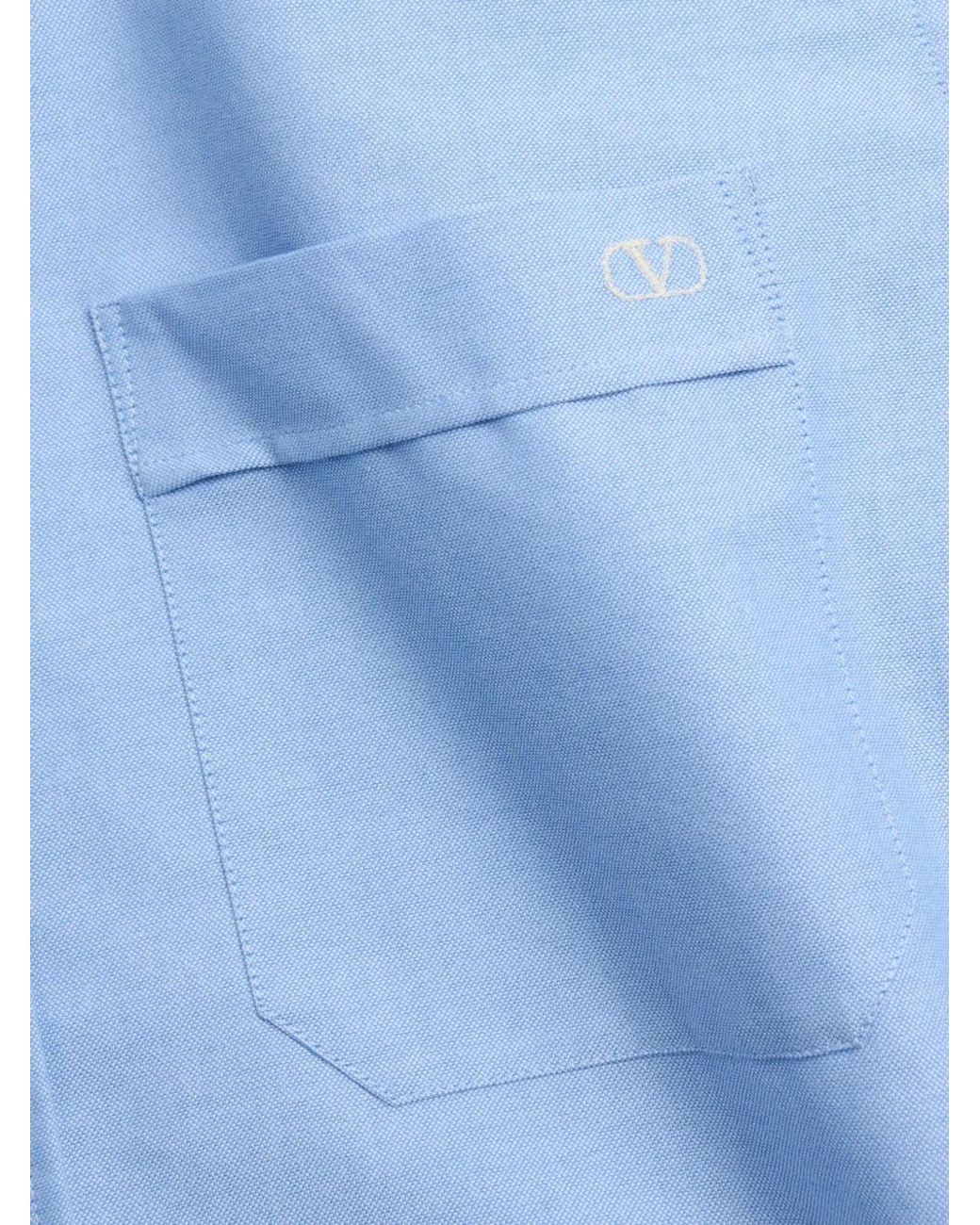 Valentino Garavani Blue Cotton Shirt for men