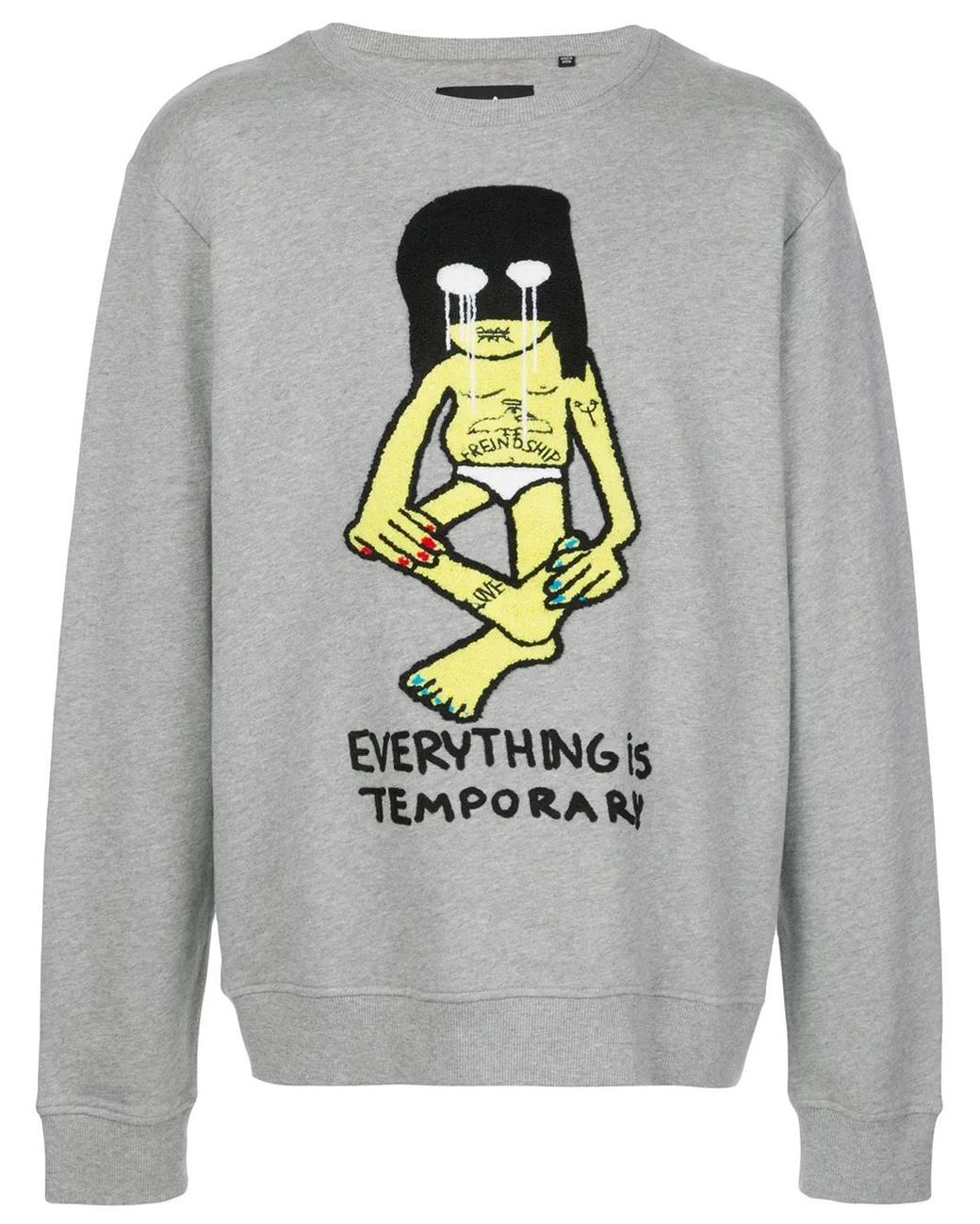 Haculla Gray Temporary Embroidered Sweatshirt for men