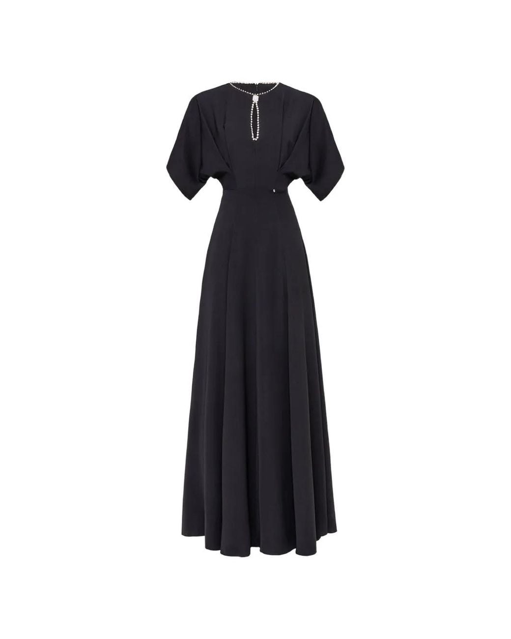 Nissa Blue Crystal Details Maxi Dress