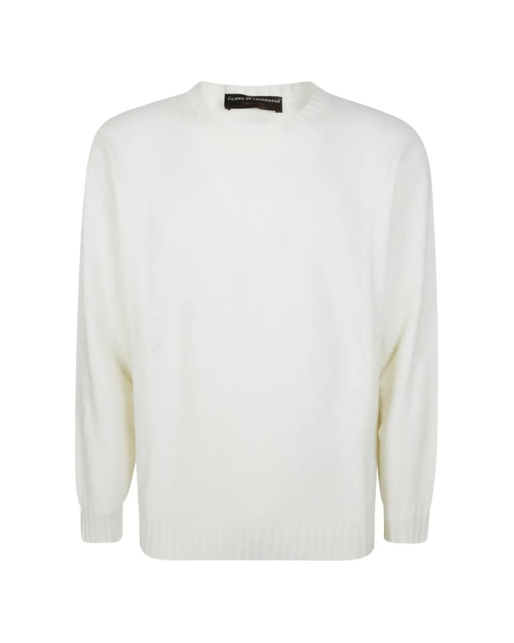 FILIPPO DE LAURENTIIS White Crew-Neck Knitted Sweater for men