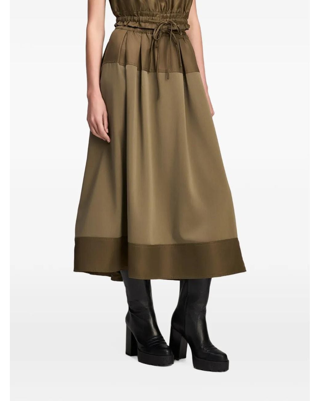 Cinq À Sept Green Elisabetta Pleated-Panel Midi Skirt