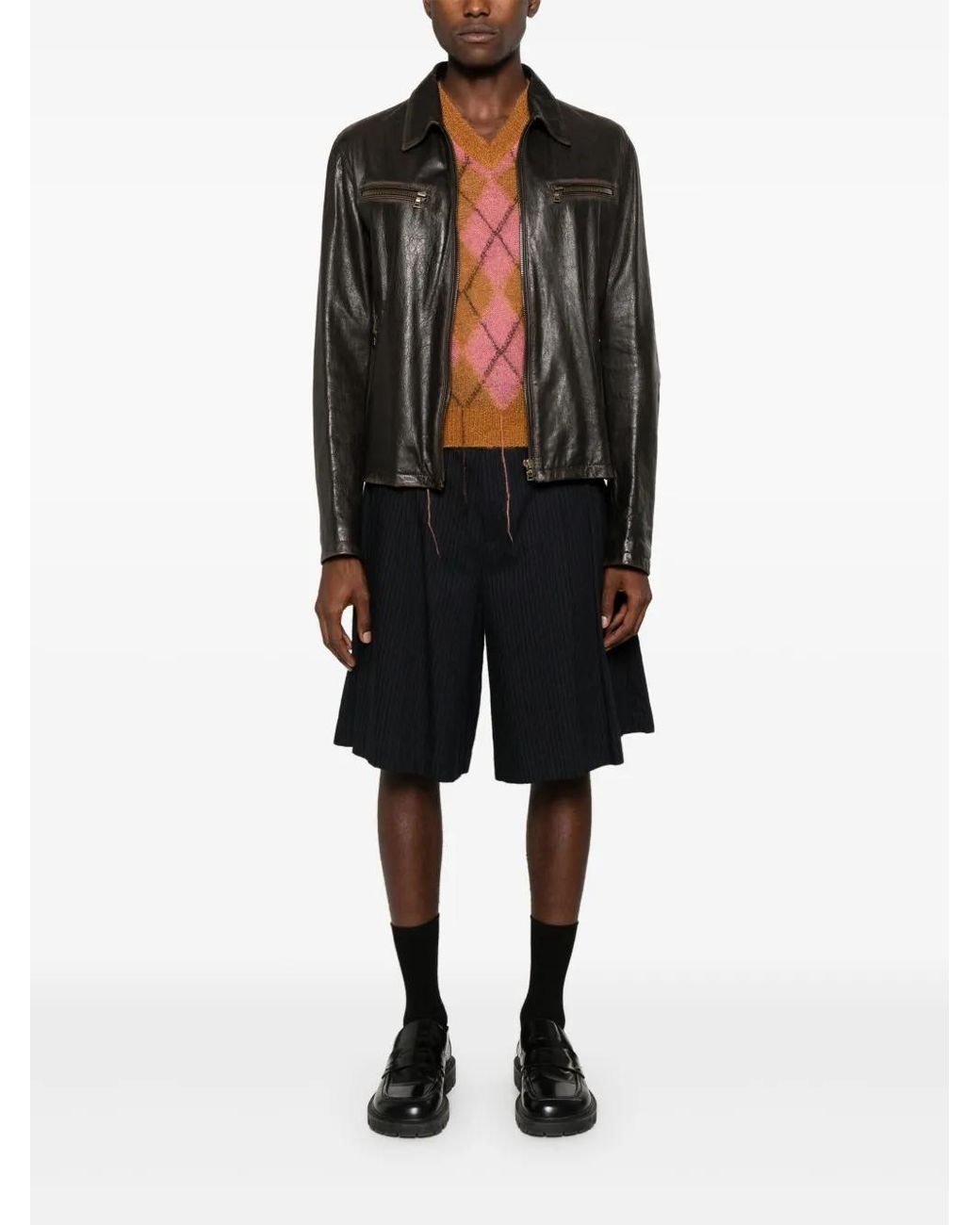Prada Black Leather Shirt Jacket for men