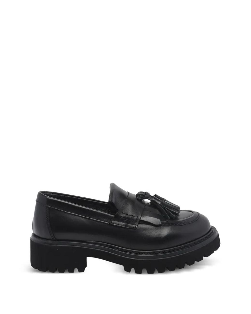 Pawelk's Black Tassel-Detail Chunky-Sole Loafers
