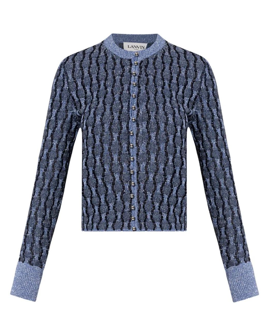 Lanvin Blue Metallic Knitted Cardigan