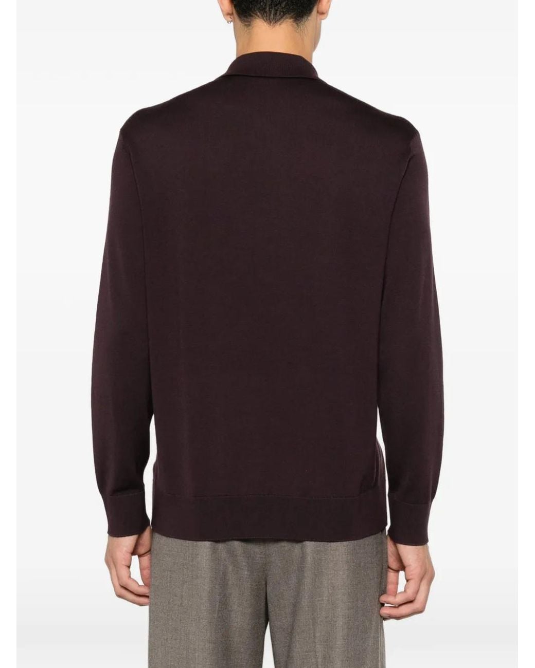 Eleventy Purple Fine-Knit Button-Down Shirt for men