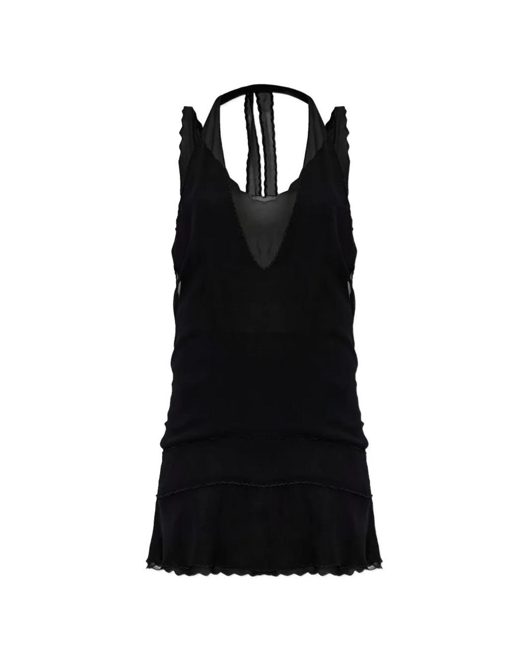 KNWLS Black Sleeveless Tiered Mini Dress