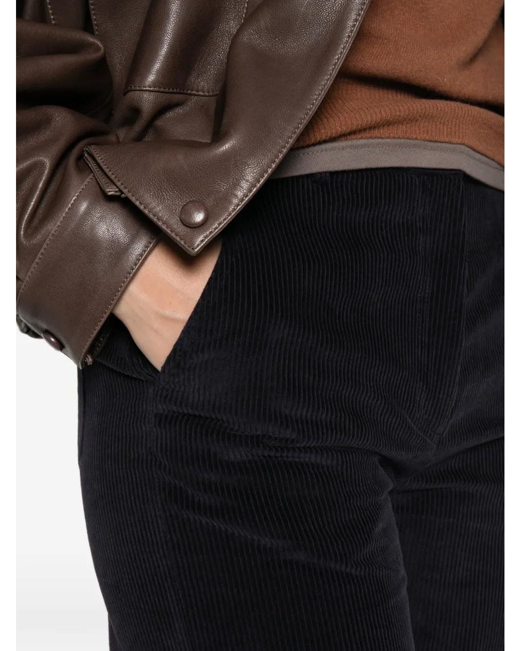Semicouture Black Corduroy Wide-Leg Trousers