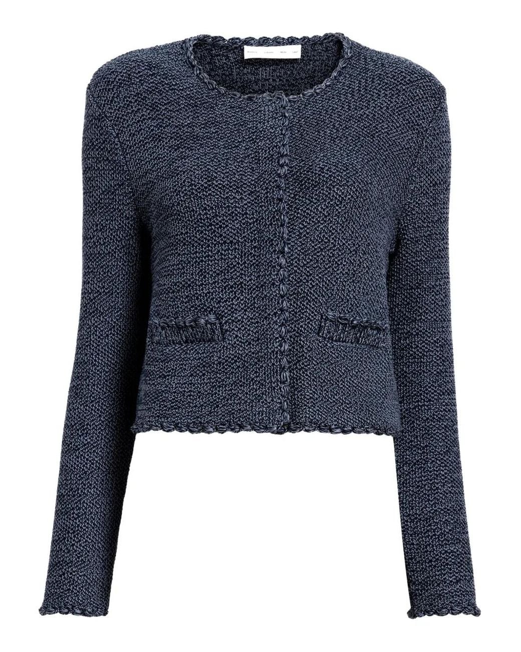 Proenza Schouler Blue Scallop-Hem Cropped Jacket
