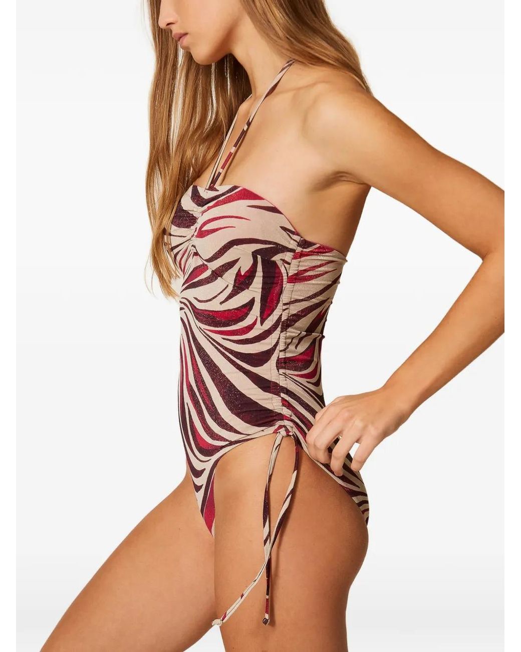 Twinset White One-Piece Swimsuit With Lurex And Print