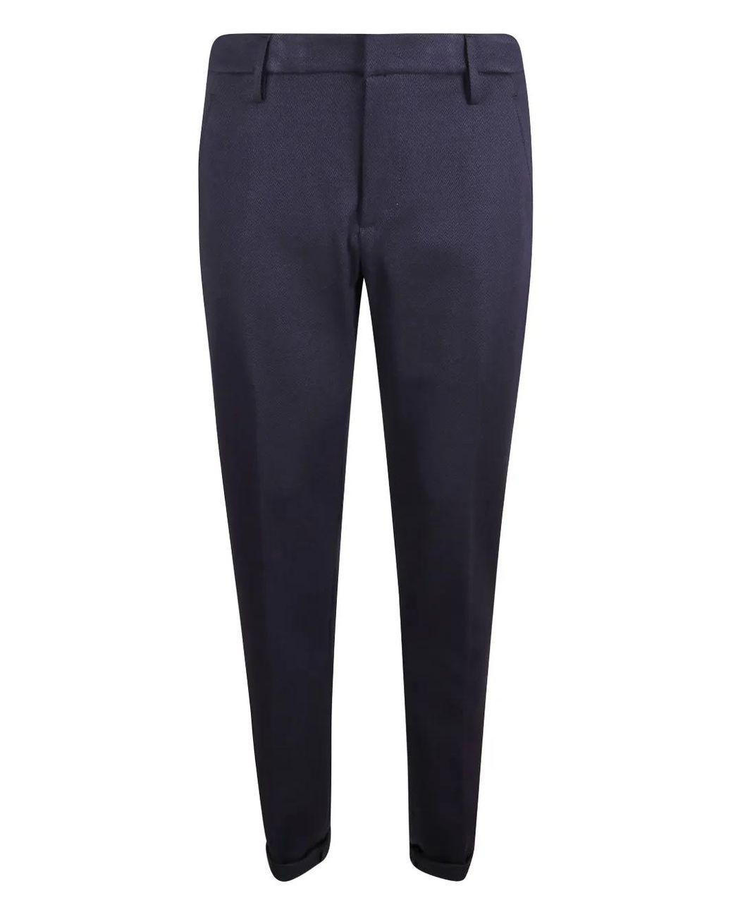 Dondup Blue Herringbone-Pattern Trousers for men