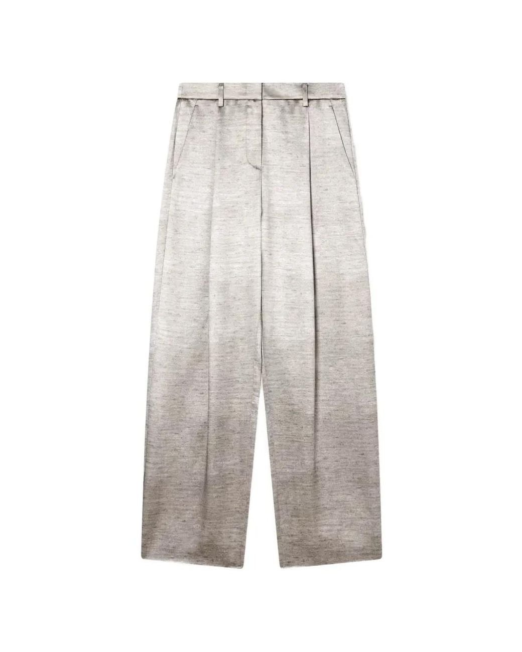 Giorgio Armani White Pleated-Detail Wide-Leg Trousers