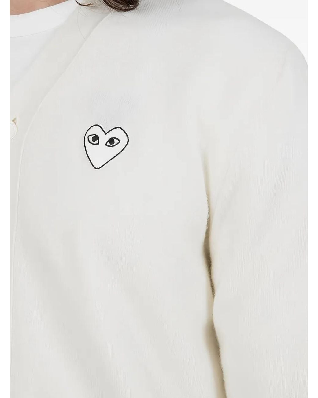 Comme des Garçons White Heart-Patch Cardigan for men