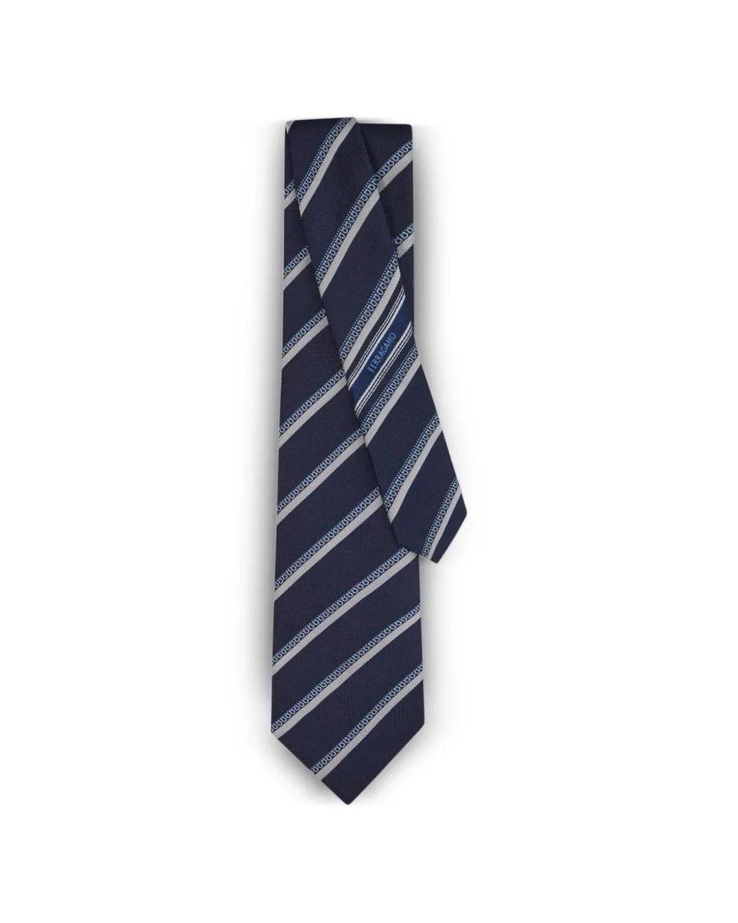 Ferragamo Blue Regimental-Jacquard Silk Tie for men