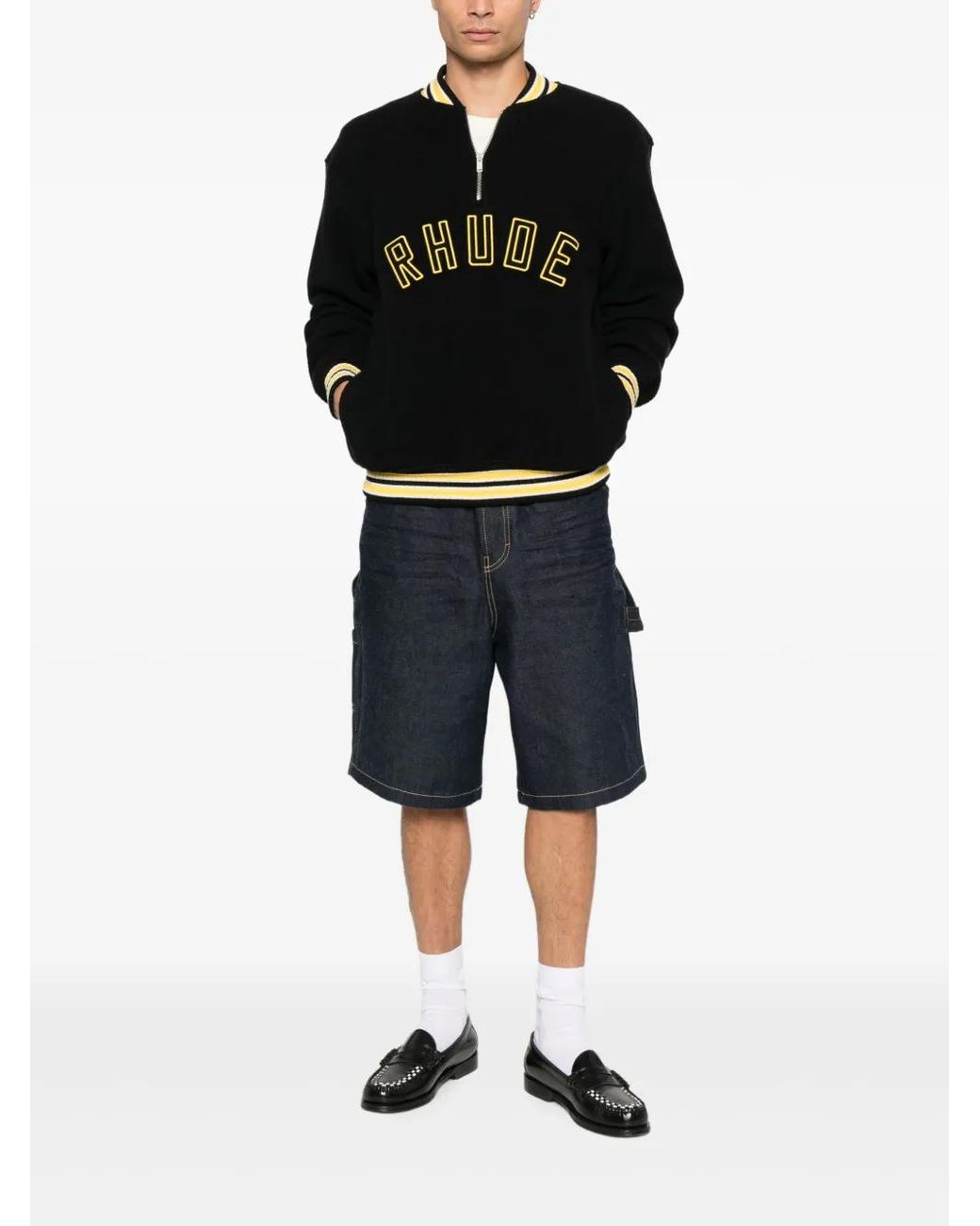 Rhude Black Zip-Up Sweatshirt for men