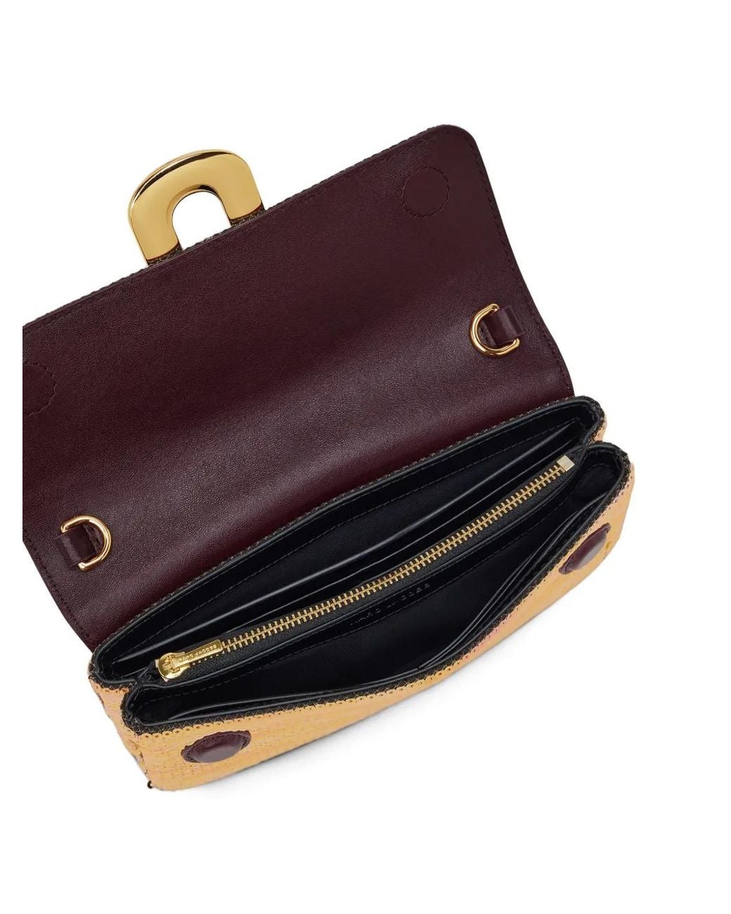 Marc Jacobs Brown J Marc Sequin-Embellished Wallet On Chain